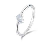 Minimalist Style With CZ Stone Silver Ring NSR-4027